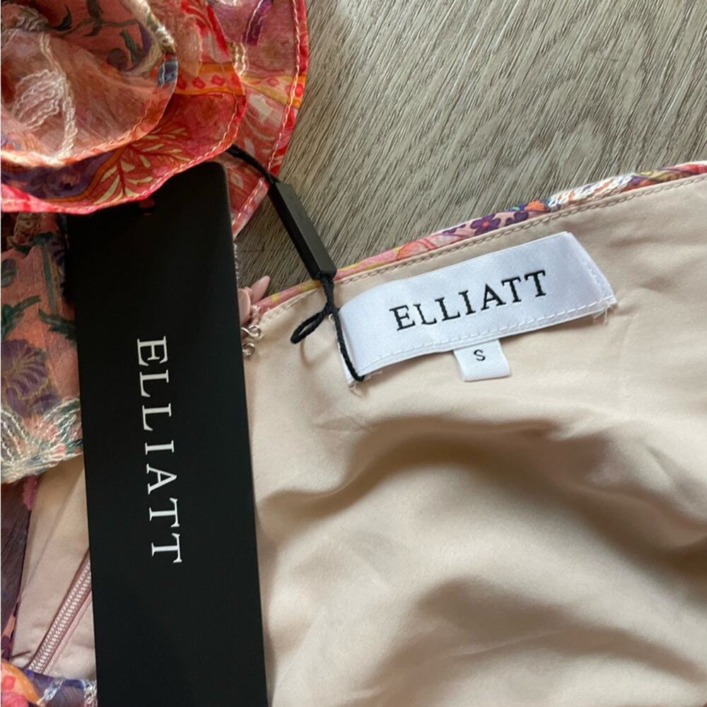 elliatt electro red multi print floral embroidered tiered ruffle mini dress NEW - Picture 7 of 9